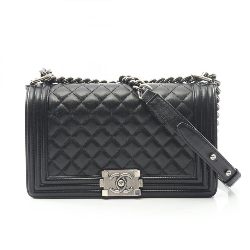 Chanel Boy Matelasse Shoulder Bag Lambskin Leather Black